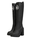 Dolce & Gabbana Black Rubberised Leather High Boots Shoes