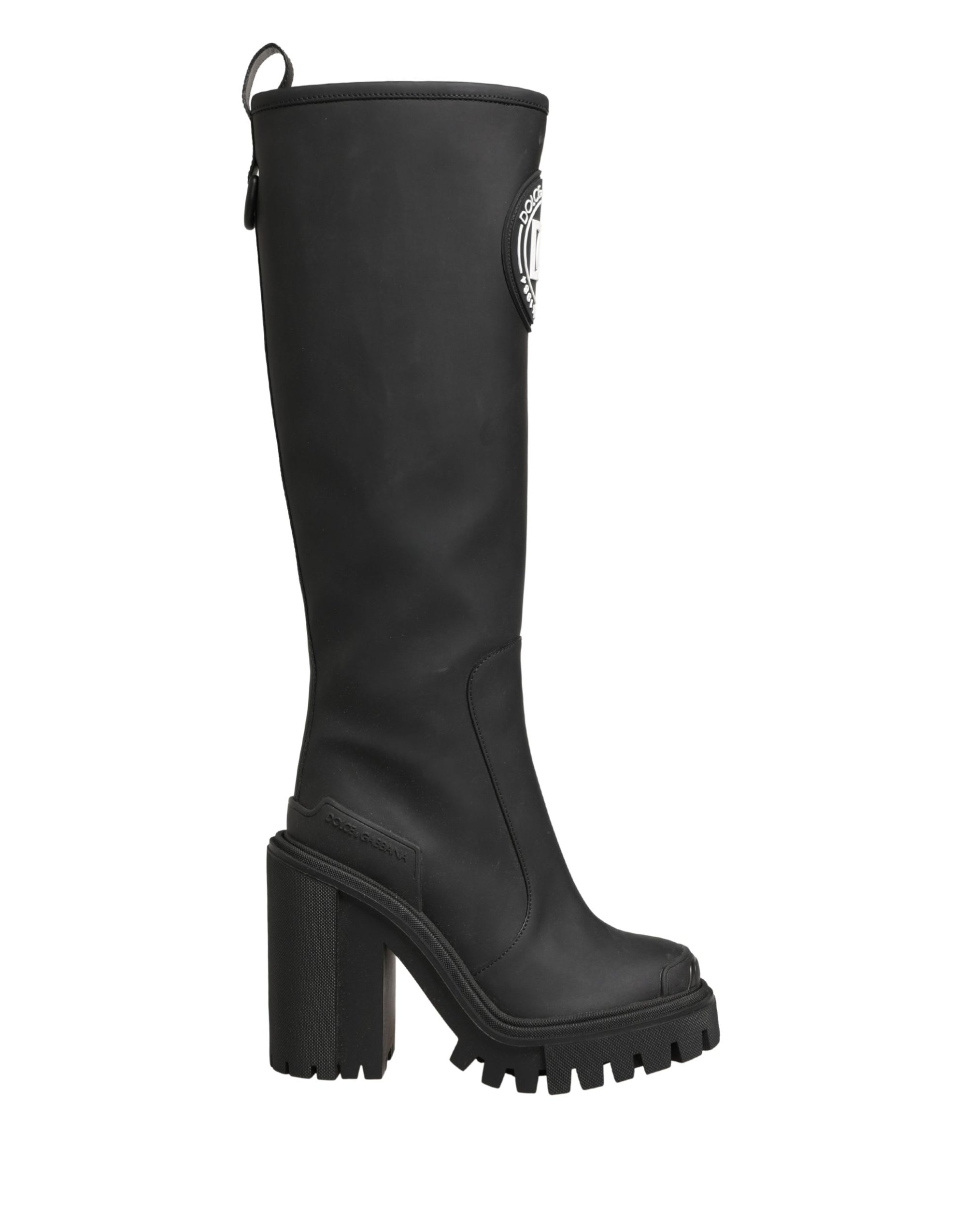 Dolce &amp; Gabbana Black Rubberised Leather High Boots Shoes