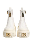 Dolce & Gabbana White Leather Rubber Logo Ankle Boots Shoes