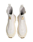 Dolce & Gabbana White Leather Rubber Logo Ankle Boots Shoes