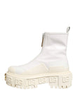 Dolce & Gabbana White Leather Rubber Logo Ankle Boots Shoes