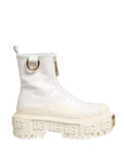 Dolce & Gabbana White Leather Rubber Logo Ankle Boots Shoes