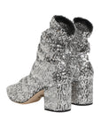 Dolce & Gabbana Silver Sequined Short Boots Stretch Shoes
