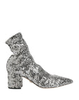 Dolce & Gabbana Silver Sequined Short Boots Stretch Shoes