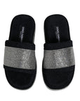 Dolce & Gabbana Black Crystal Embellished Platform Slides Shoes