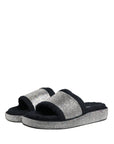 Dolce & Gabbana Black Crystal Embellished Platform Slides Shoes