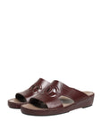 Dolce & Gabbana Maroon Leather Cutout DG Logo Sandals Shoes