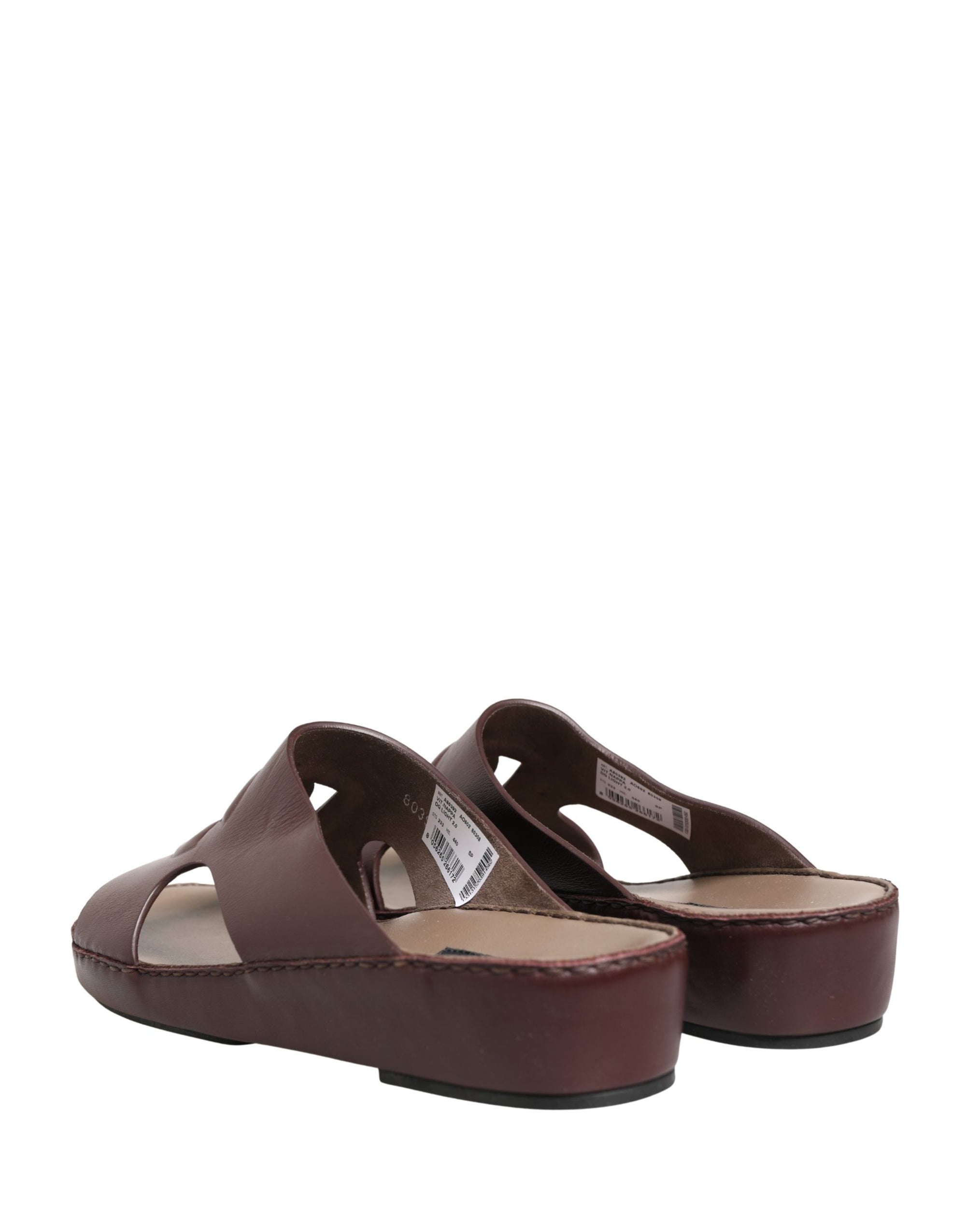 Dolce &amp; Gabbana Maroon Leather Cutout DG Logo Sandals Shoes
