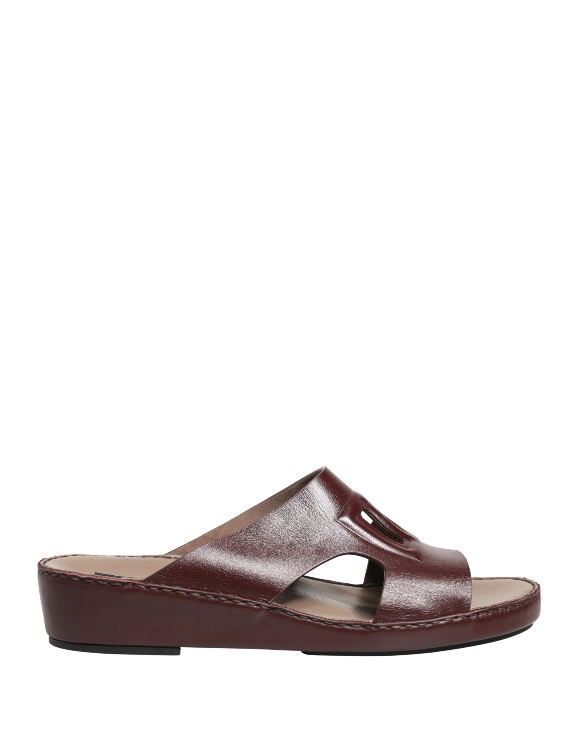 Dolce &amp; Gabbana Maroon Leather Cutout DG Logo Sandals Shoes