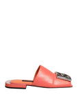 Dolce & Gabbana Orange DG Logo Leather Flats Sandals Shoes