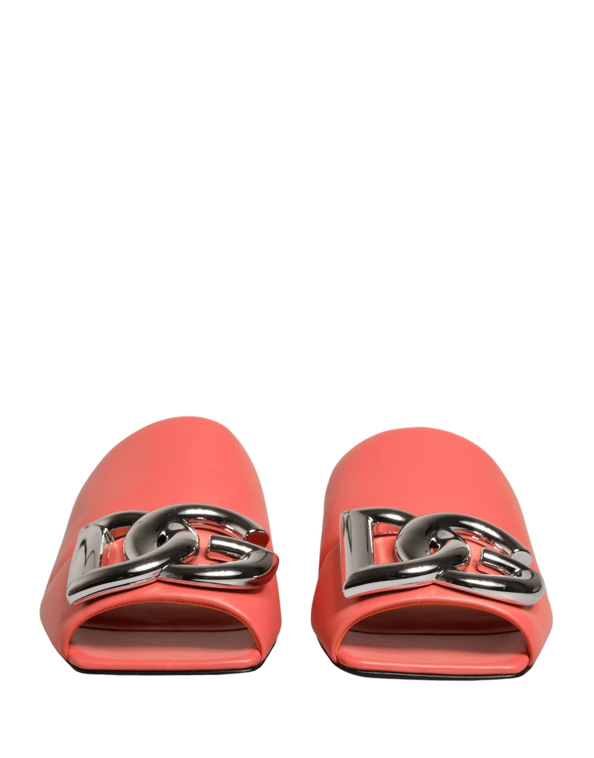 Dolce &amp; Gabbana Orange DG Logo Leather Flats Sandals Shoes