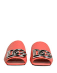 Dolce & Gabbana Orange DG Logo Leather Flats Sandals Shoes