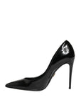 Dolce & Gabbana Black Calf Leather Stiletto Heels Pumps Shoes