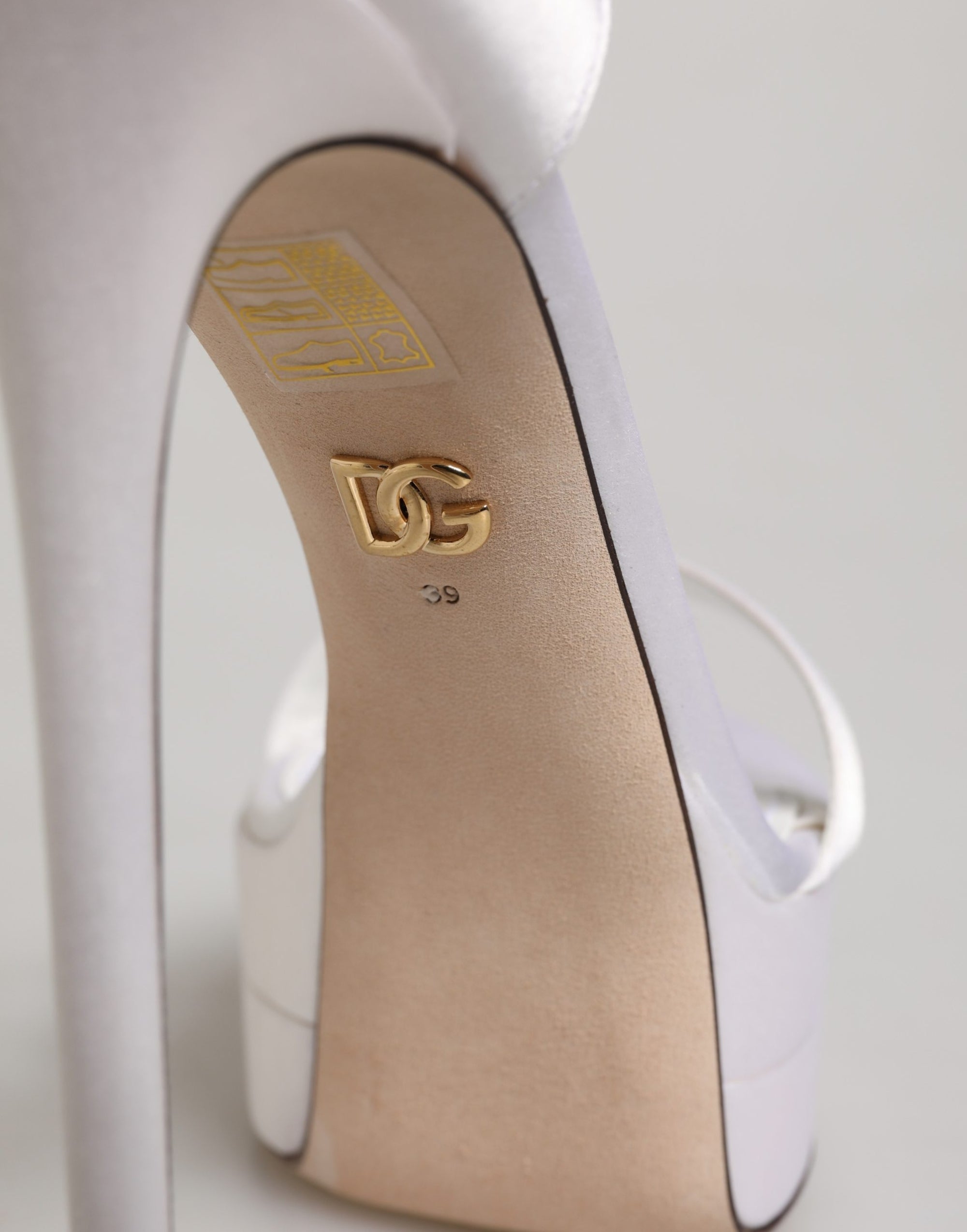 Dolce &amp; Gabbana White Platform Ankle Strap Sandals Shoes