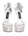 Dolce & Gabbana White Platform Ankle Strap Sandals Shoes