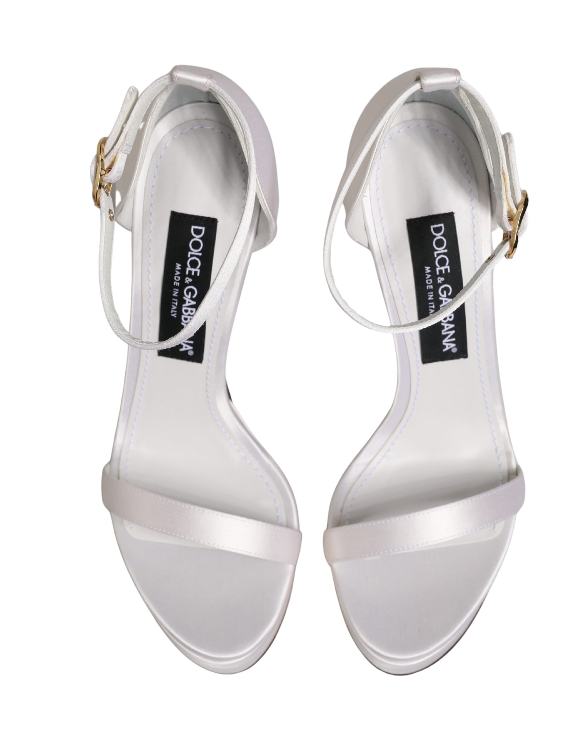 Dolce &amp; Gabbana White Platform Ankle Strap Sandals Shoes