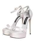 Dolce & Gabbana White Platform Ankle Strap Sandals Shoes