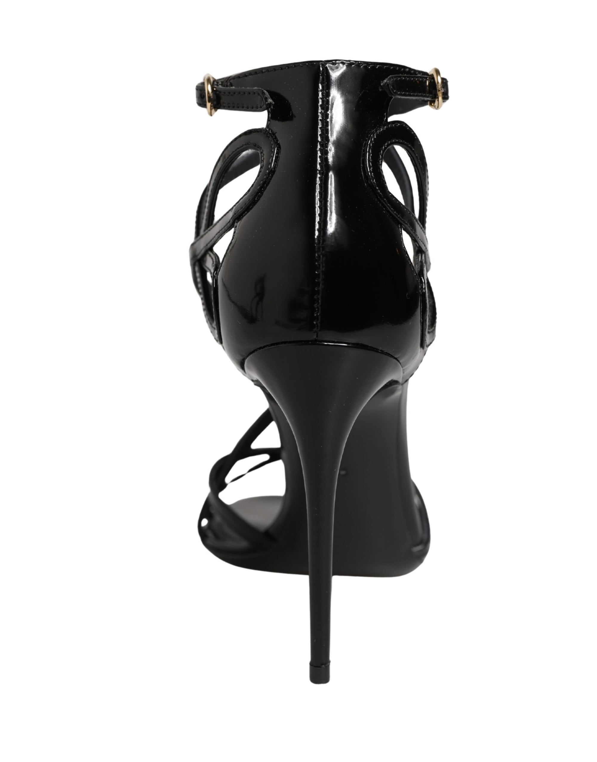 Dolce &amp; Gabbana Black Leather Stiletto Heel Sandals Shoes