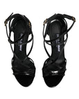 Dolce & Gabbana Black Leather Stiletto Heel Sandals Shoes