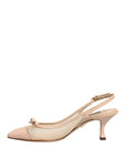 Dolce & Gabbana Beige Lori Mesh Leather Slingback Sandals Shoes