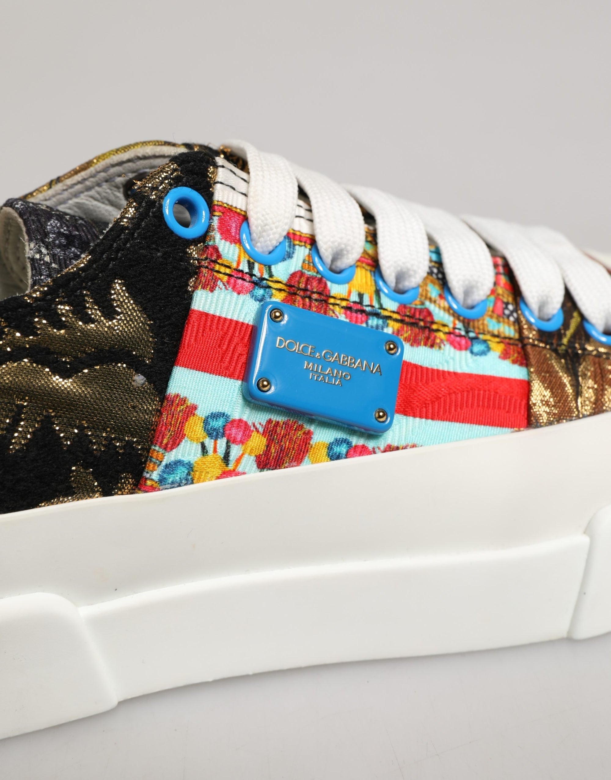 Dolce &amp; Gabbana Multicolor Patchwork Low Top Sneakers Shoes