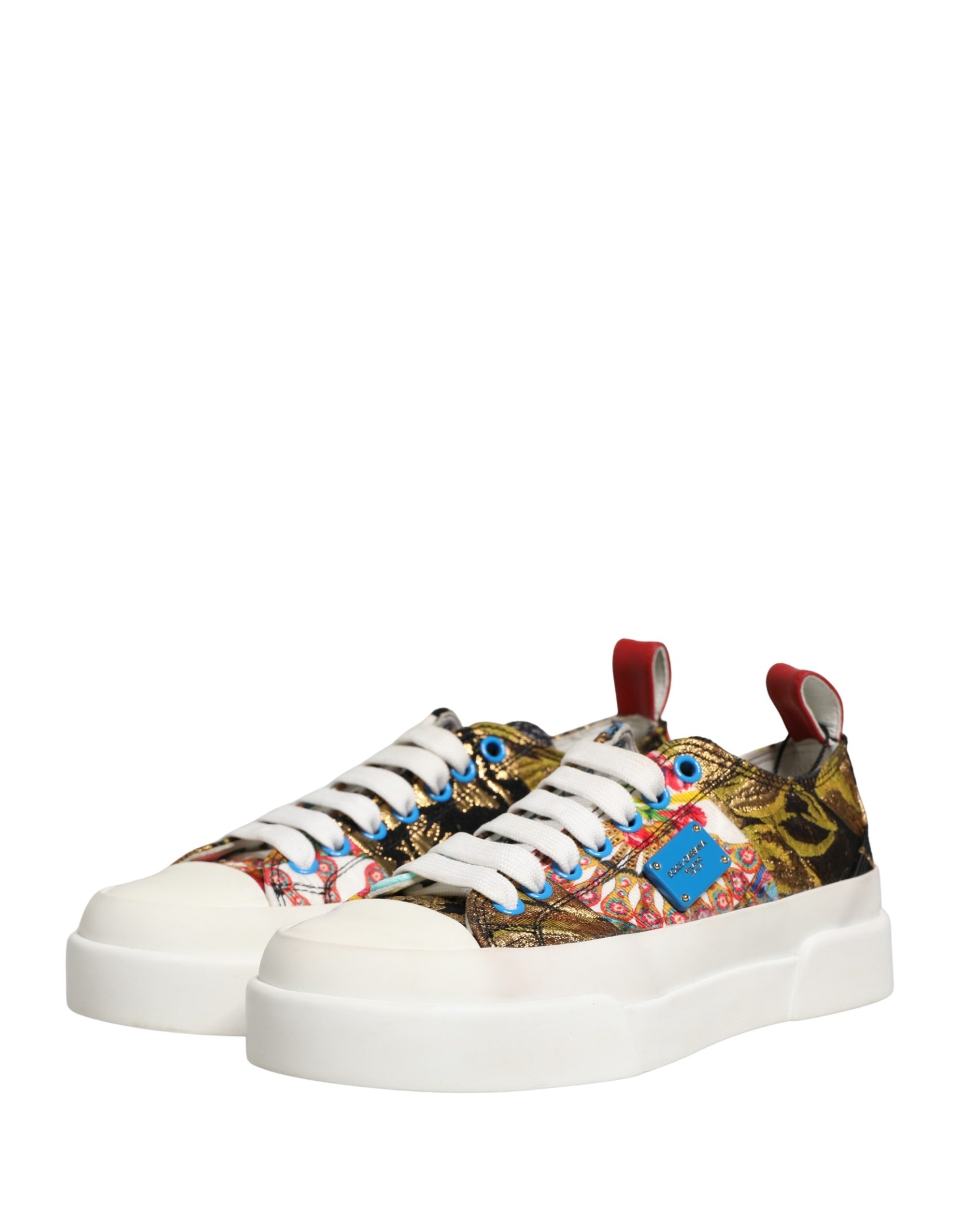 Dolce &amp; Gabbana Multicolor Patchwork Low Top Sneakers Shoes