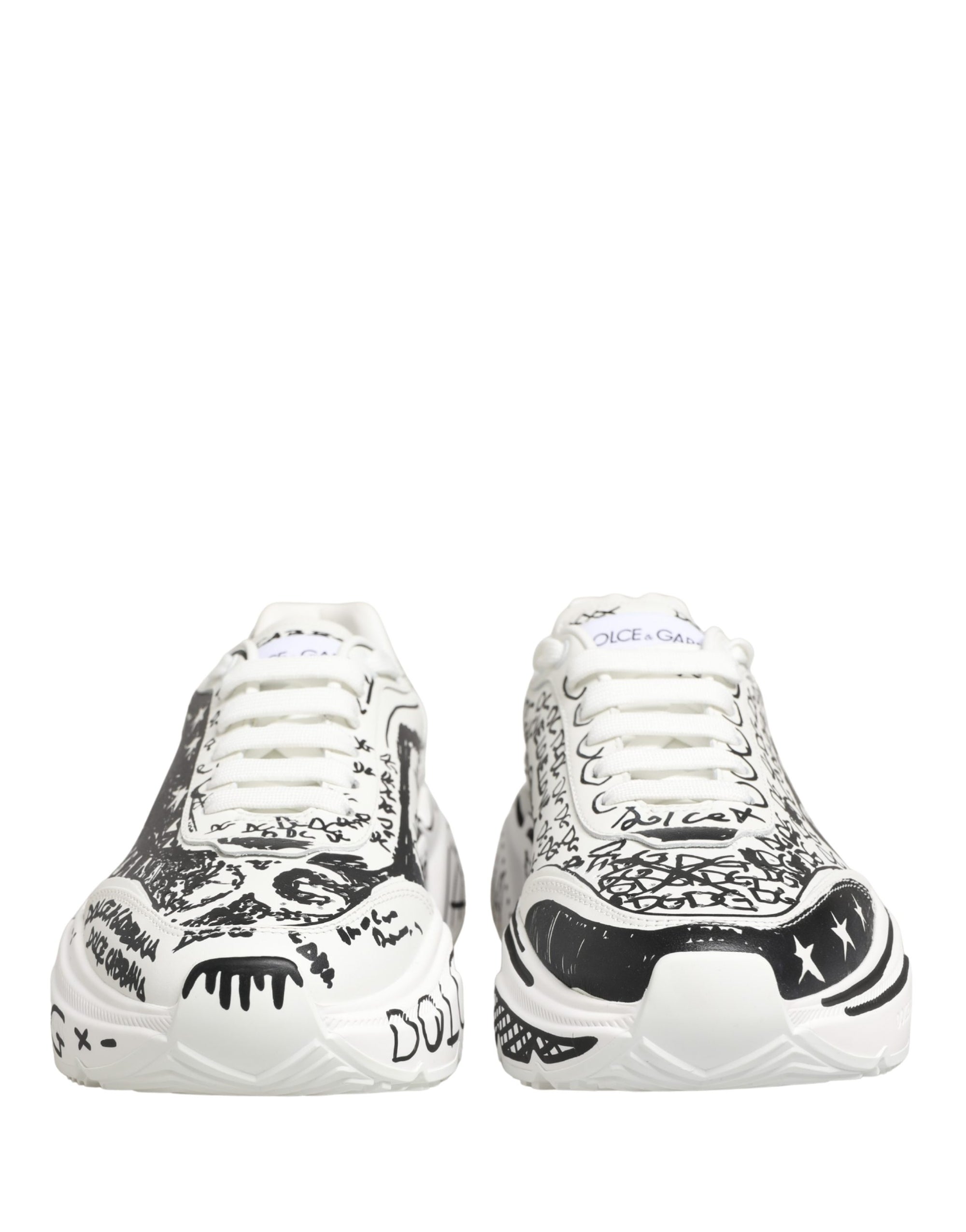 Dolce &amp; Gabbana White Daymaster Graffiti Low Top Sneakers Shoes
