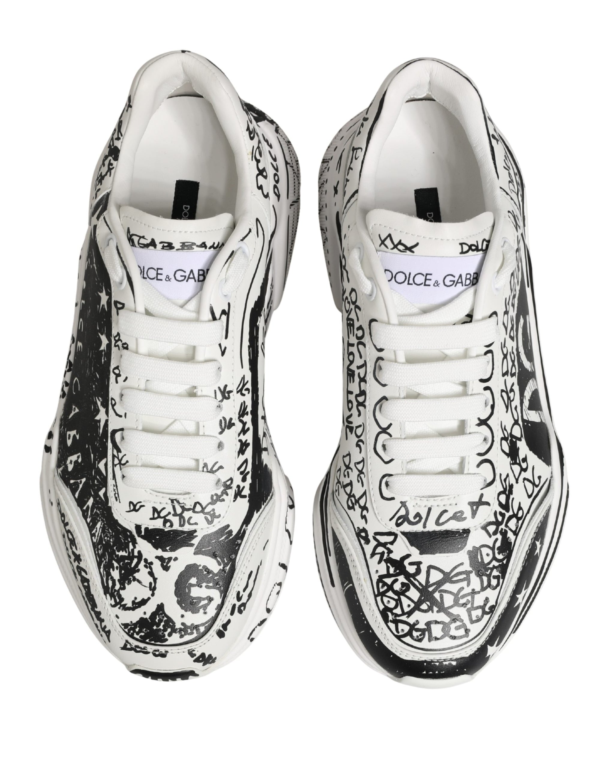 Dolce &amp; Gabbana White Daymaster Graffiti Low Top Sneakers Shoes