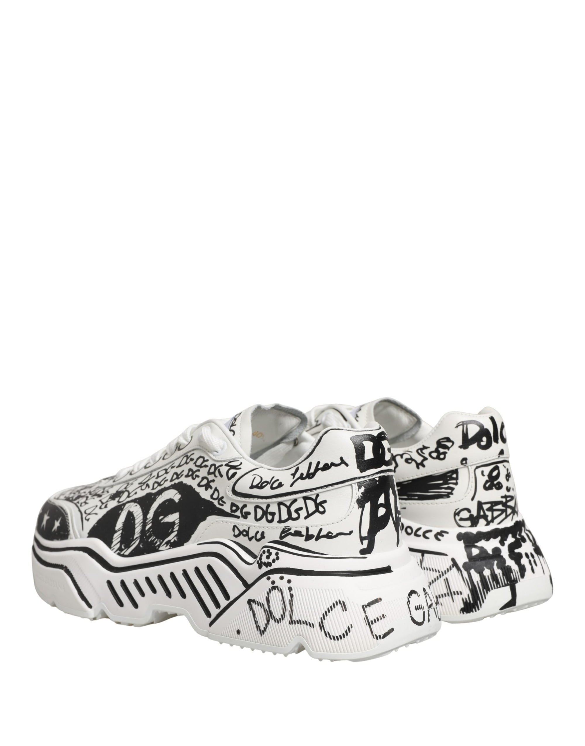 Dolce &amp; Gabbana White Daymaster Graffiti Low Top Sneakers Shoes