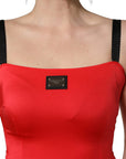 Dolce & Gabbana Red Nylon Blend Cady Sleeveless Mini Dress