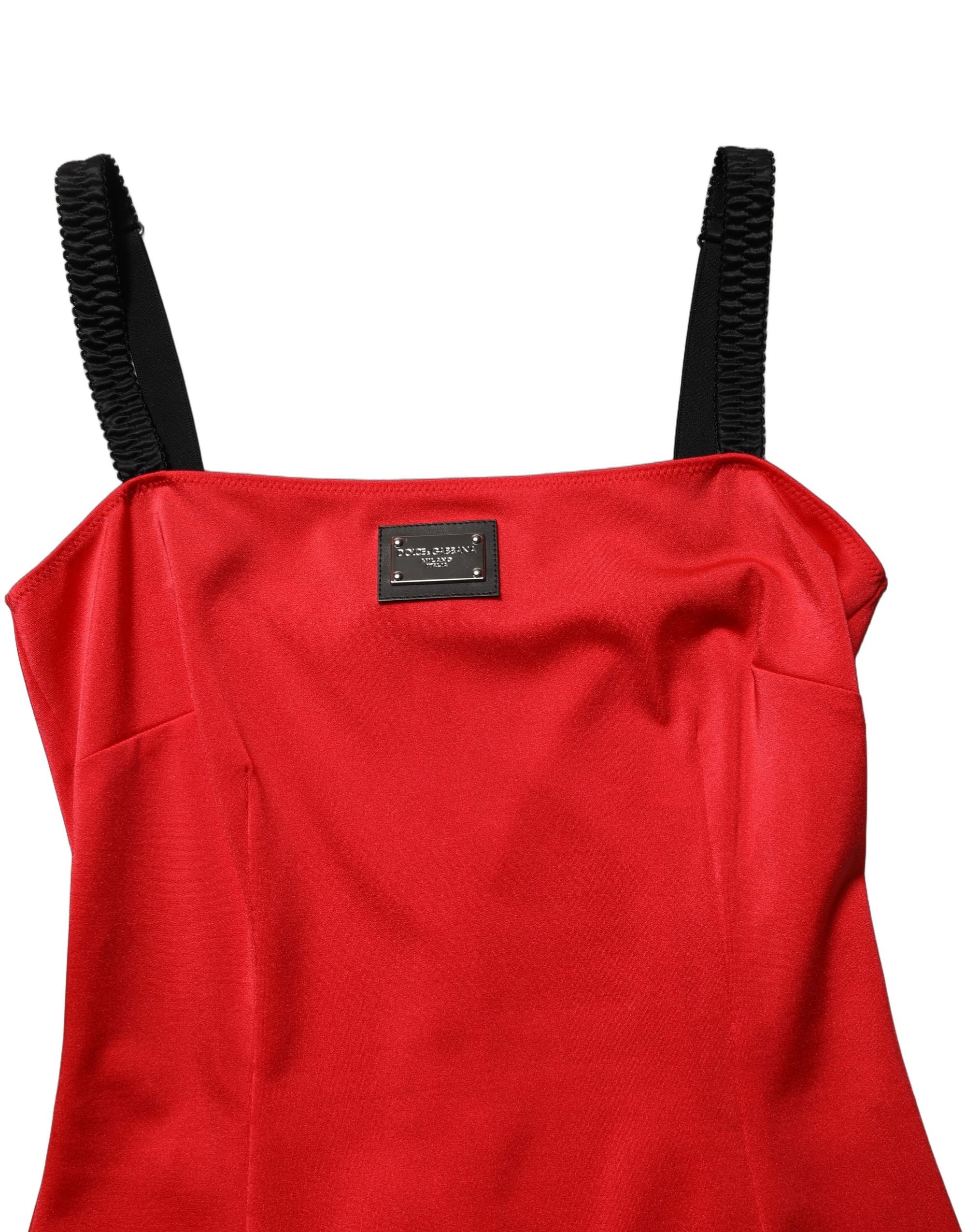 Dolce &amp; Gabbana Red Nylon Blend Cady Sleeveless Mini Dress