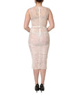 Dolce & Gabbana White Floral Lace Sheer Sleeveless Midi Dress