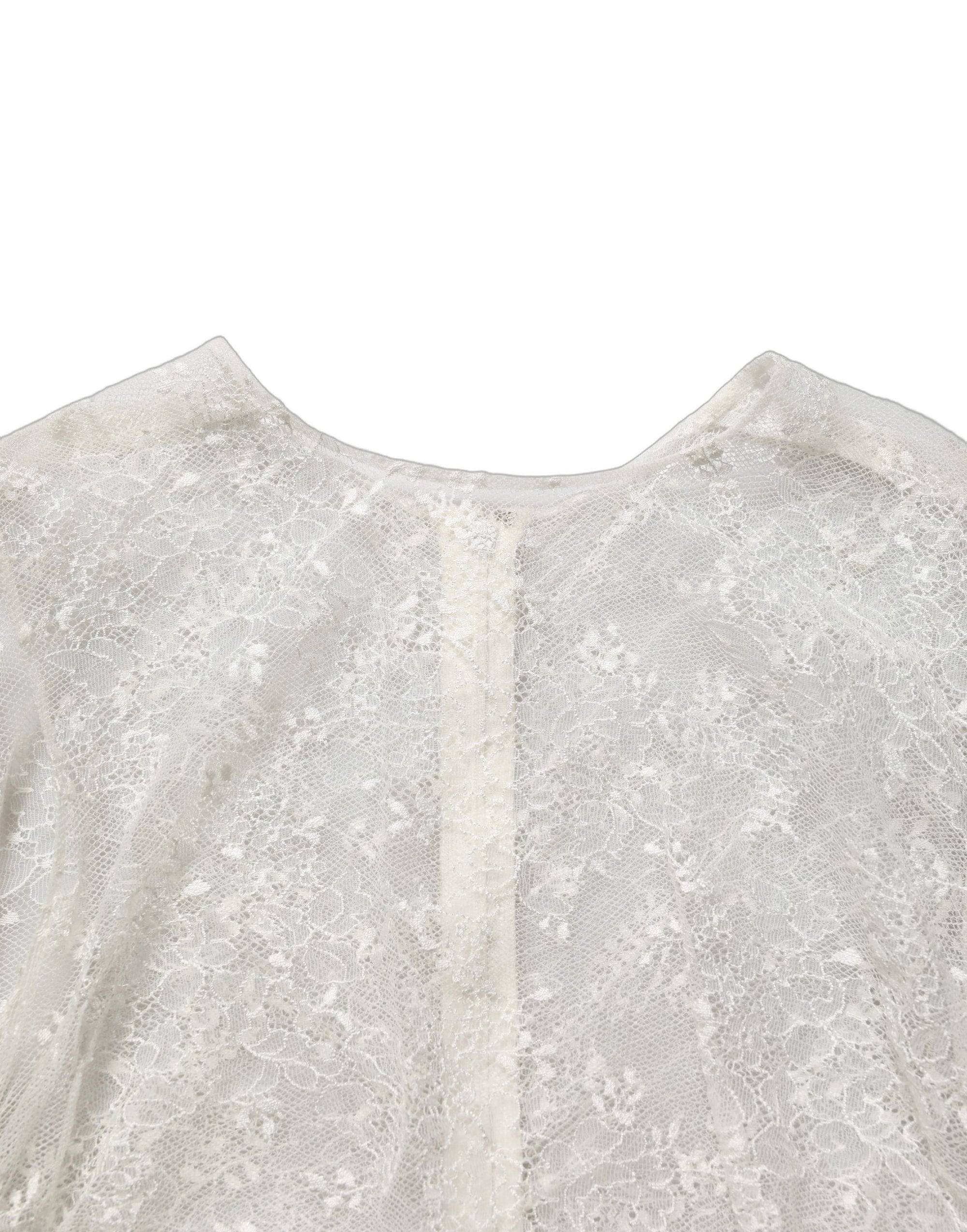 Dolce &amp; Gabbana White Floral Lace Sheer Sleeveless Midi Dress