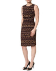 Dolce & Gabbana Brown Keys Fitted Sheath Knee Length Dress