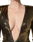 Dolce & Gabbana Gold Plunging Neckline Sheath Mini Dress