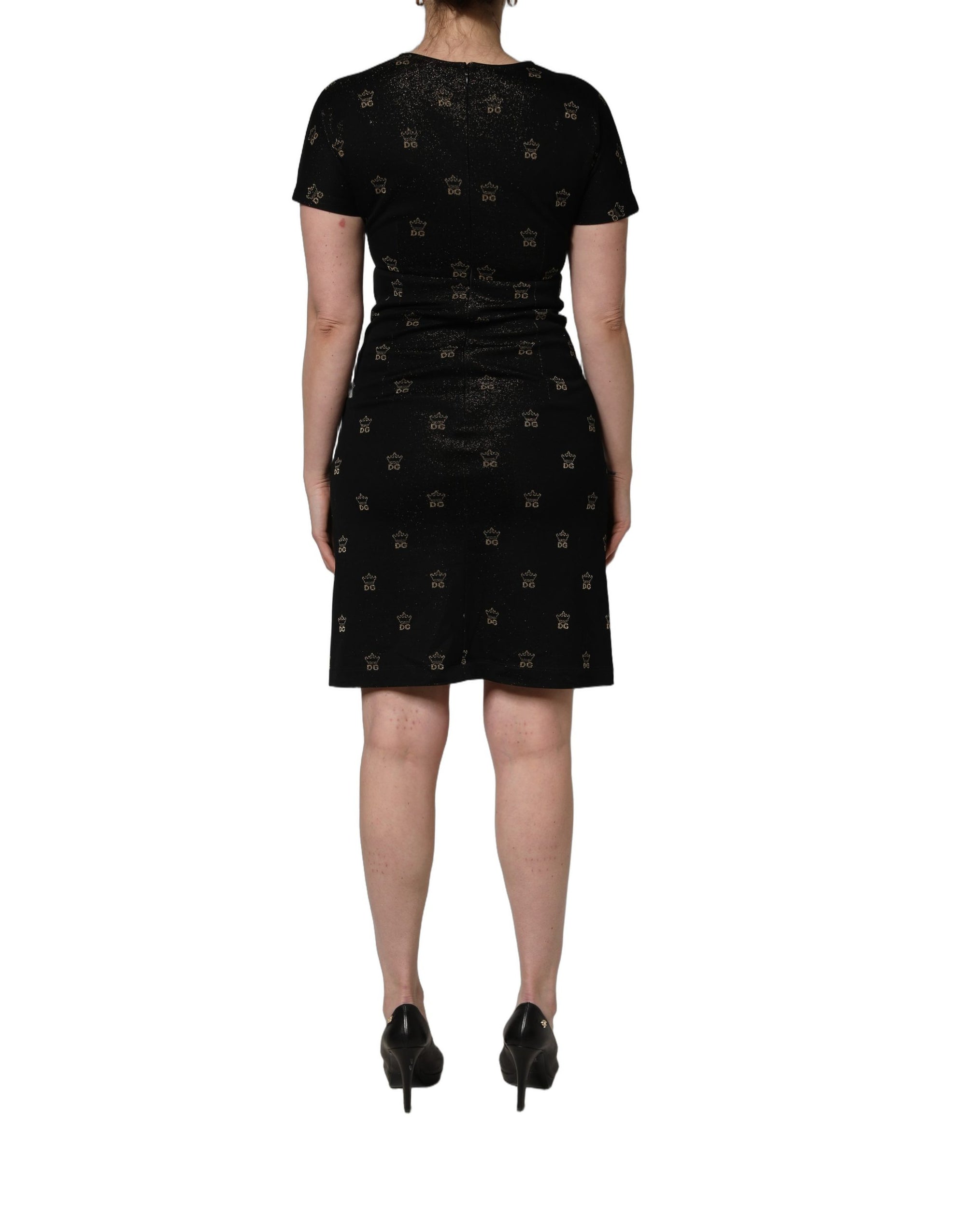 Dolce &amp; Gabbana Black DG Crown Short-Sleeve Sheath Dress