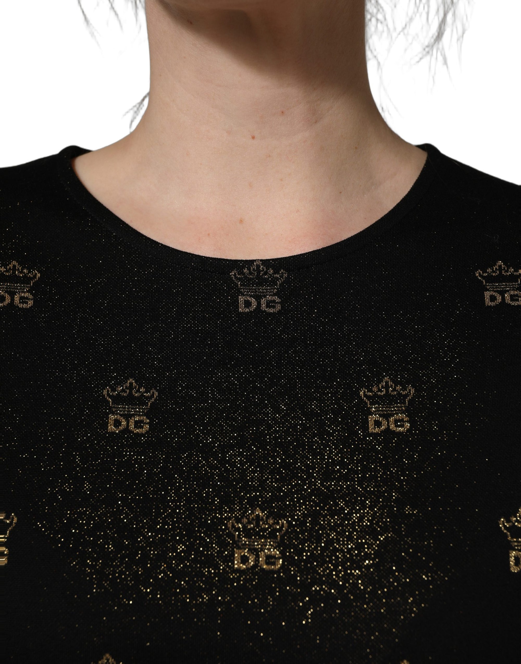 Dolce &amp; Gabbana Black DG Crown Short-Sleeve Sheath Dress