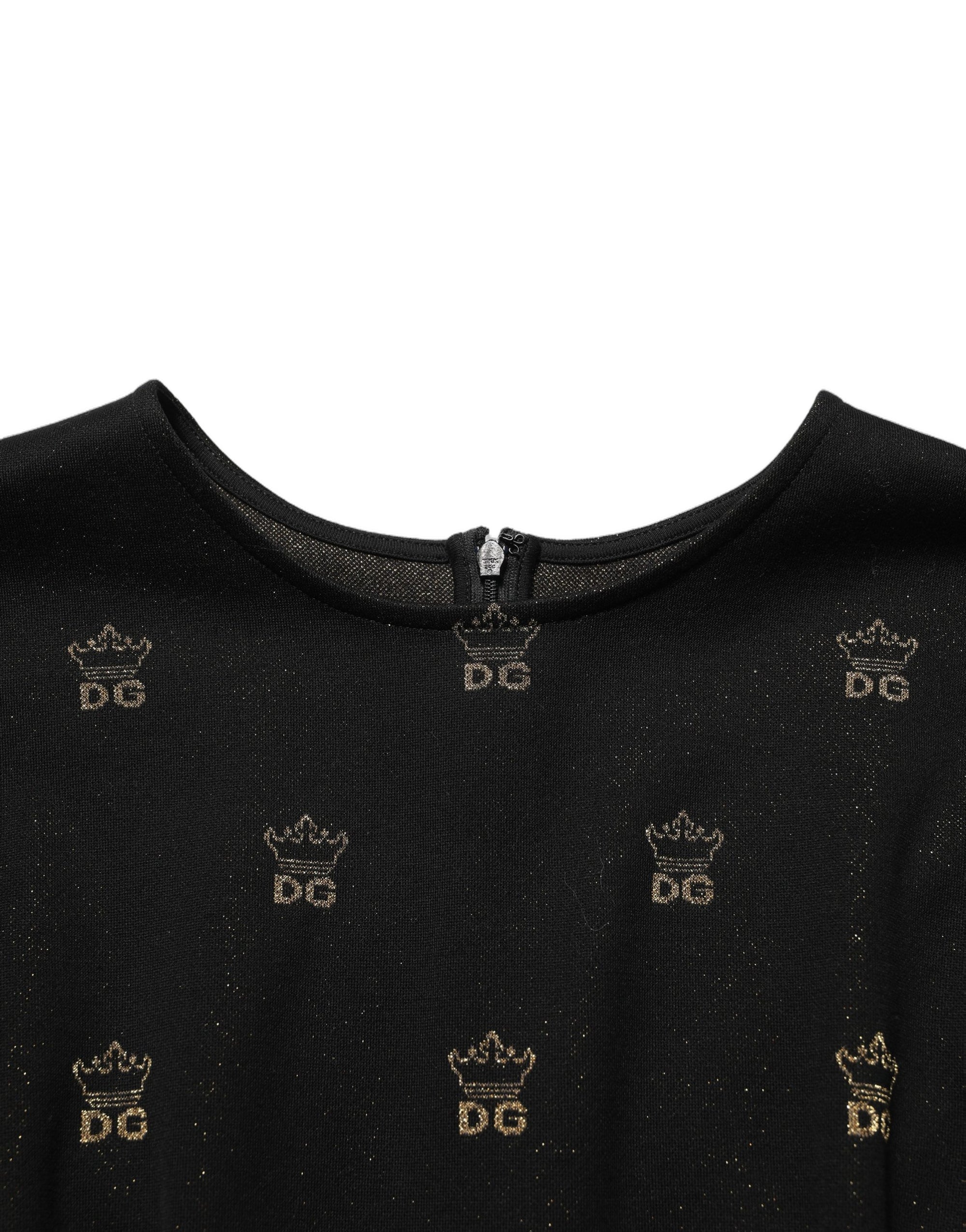 Dolce &amp; Gabbana Black DG Crown Short-Sleeve Sheath Dress