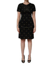 Dolce & Gabbana Black DG Crown Short-Sleeve Sheath Dress