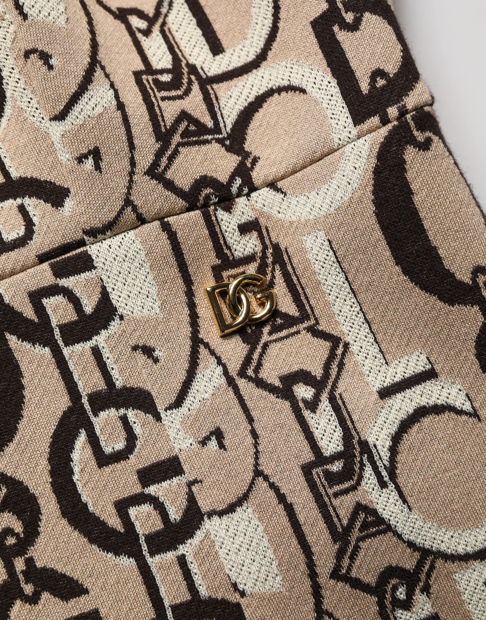 Dolce &amp; Gabbana Brown DG Logo Chain Short-Sleeve Sheath Dress