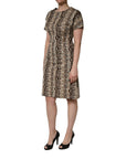 Dolce & Gabbana Brown DG Logo Chain Short-Sleeve Sheath Dress