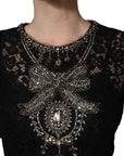 Dolce & Gabbana Black Crystal Embellished Sheath Midi Dress