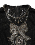 Dolce & Gabbana Black Crystal Embellished Sheath Midi Dress