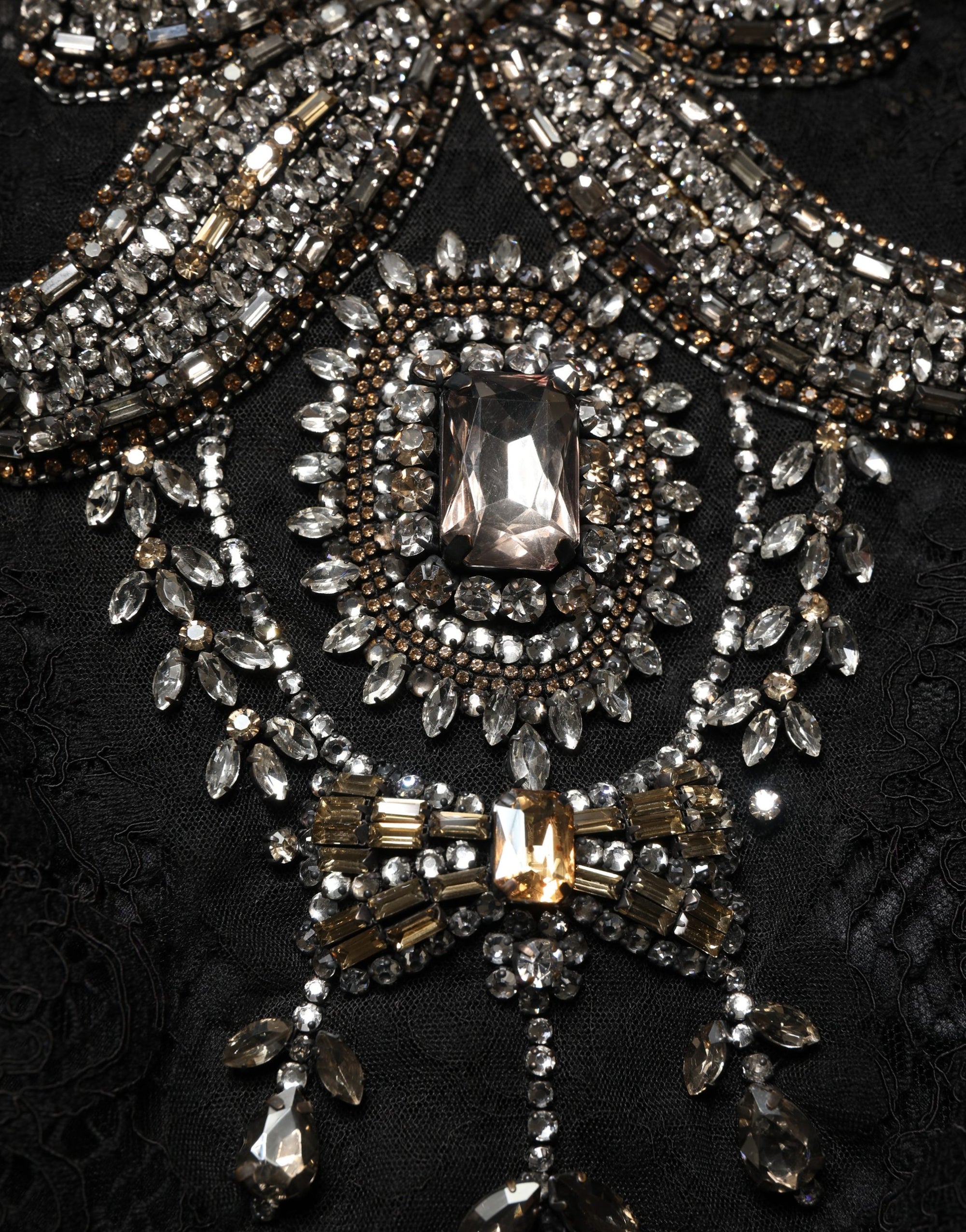 Dolce &amp; Gabbana Black Crystal Embellished Sheath Midi Dress