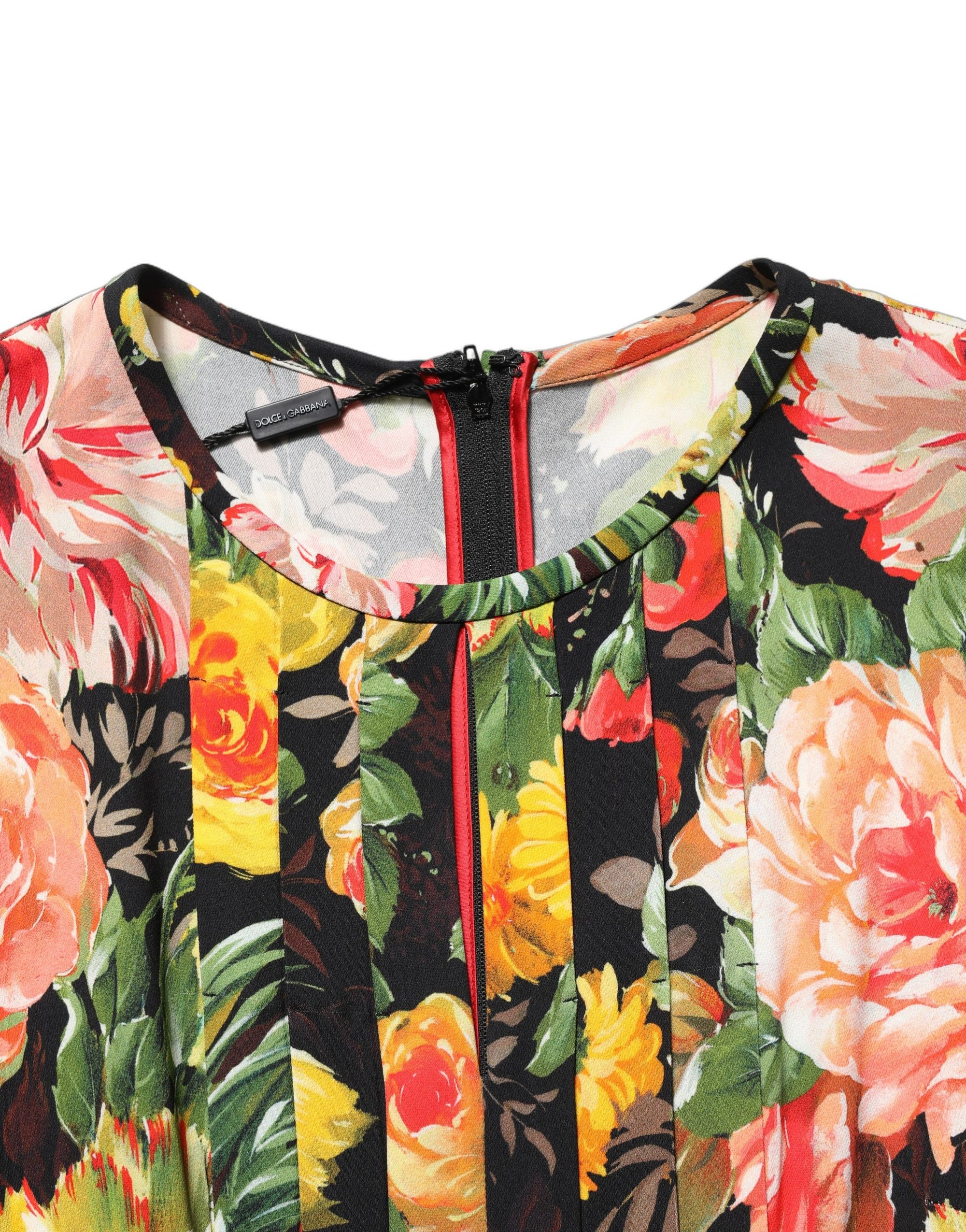 Dolce &amp; Gabbana Multicolor Floral Print LongSleeve Midi Dress