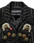 Dolce & Gabbana Black Stripe Double-Breasted Blazer Jacket