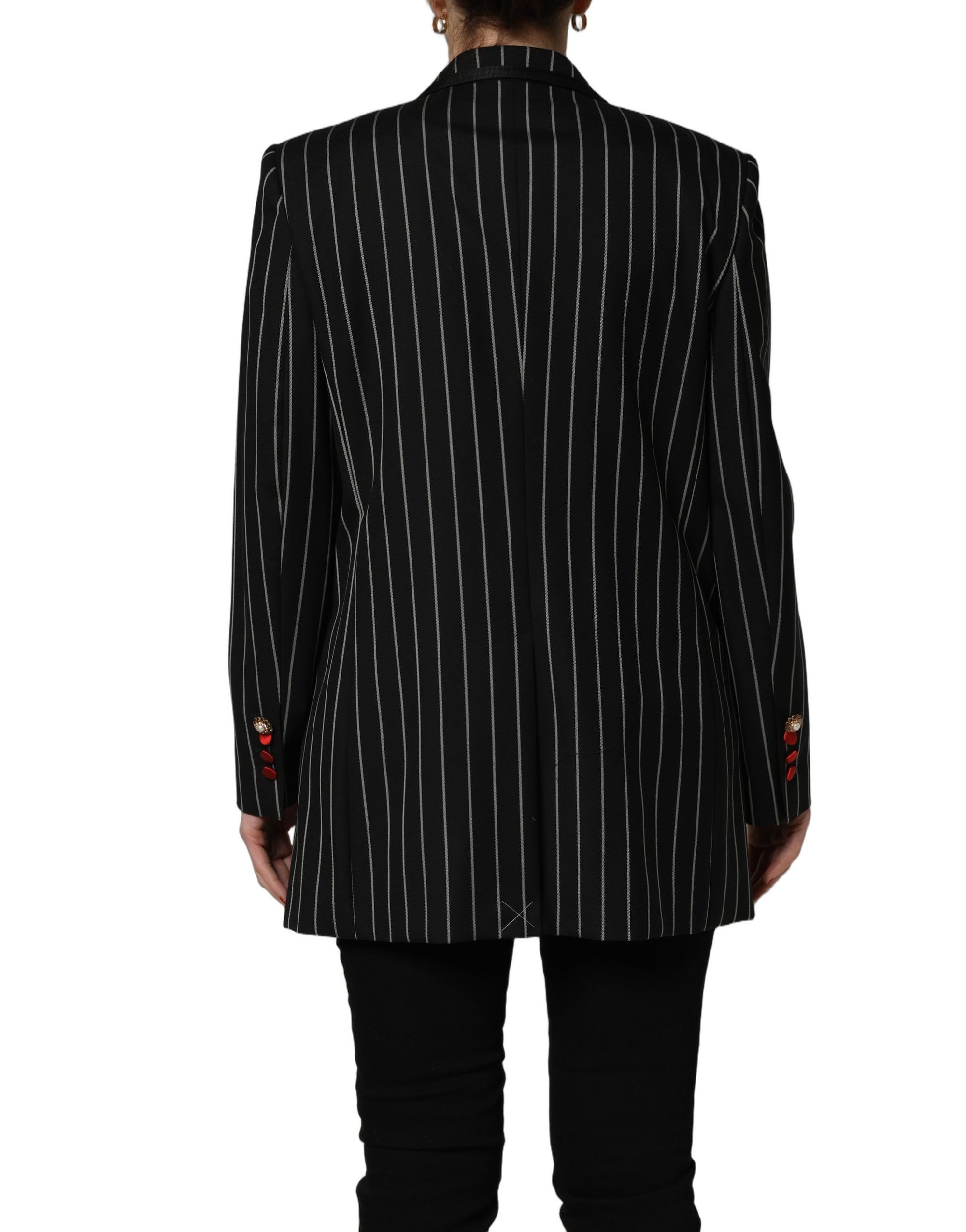 Dolce &amp; Gabbana Black Stripe Double-Breasted Blazer Jacket