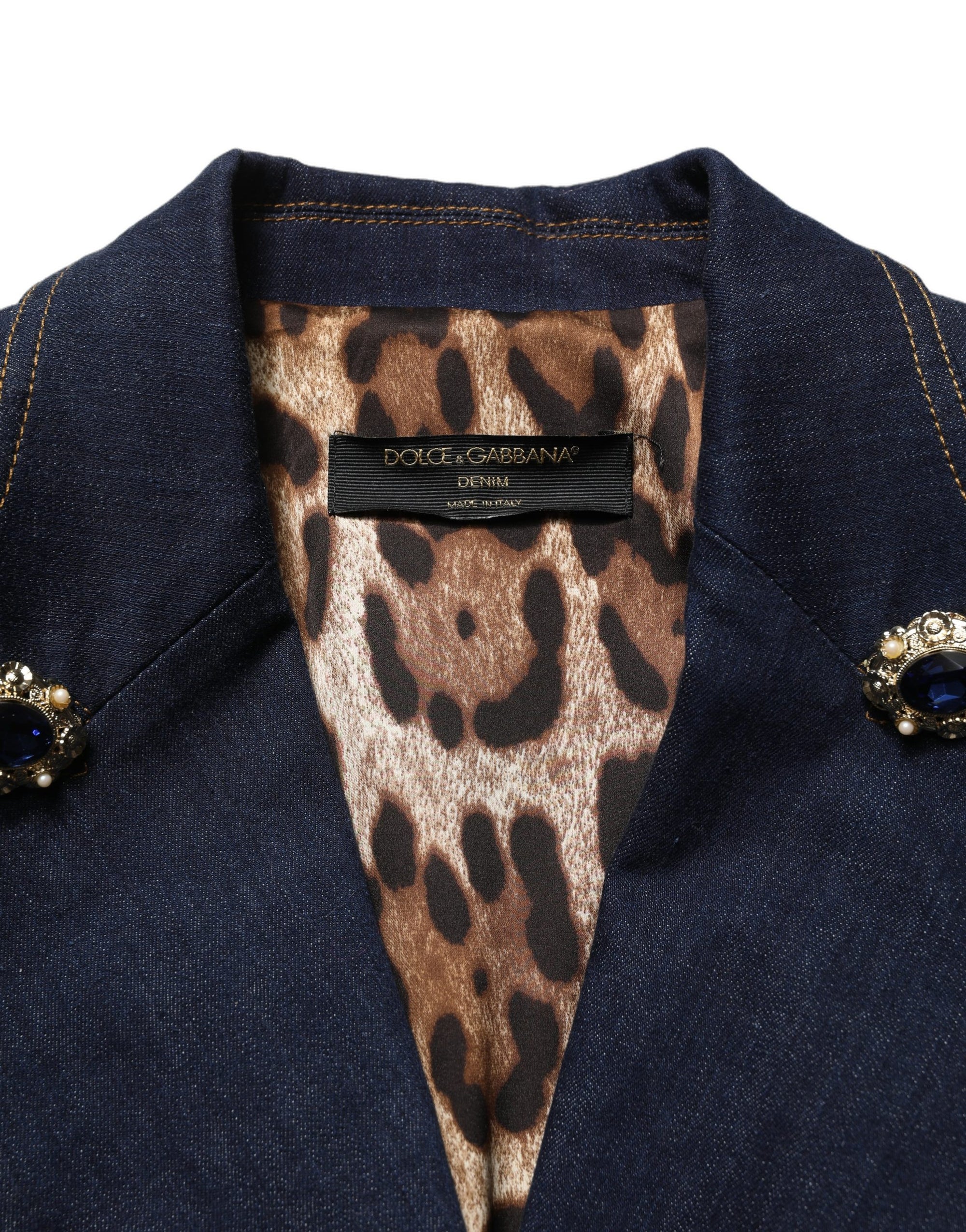 Dolce &amp; Gabbana Blue Single-Breasted Denim Blazer Jacket