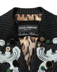 Dolce & Gabbana Black Stripe Double-Breasted Blazer Jacket