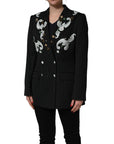 Dolce & Gabbana Black Stripe Double-Breasted Blazer Jacket